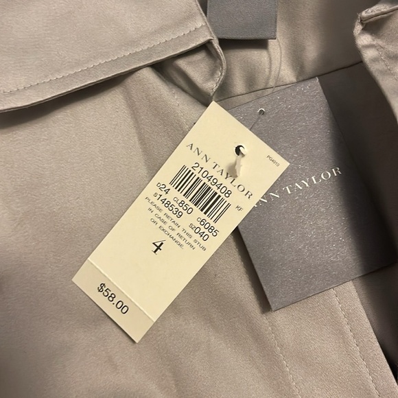 Ann Taylor Plaid Essential Shirt women’s size 4 (S)  metal shiny gray fitted NWT - Picture 15 of 16